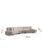 Sofá esquinero crema Pars Corner v2 - 390x100x70 cm