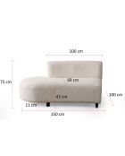 Sofá esquinero crema Pars Corner v2 - 390x100x70 cm