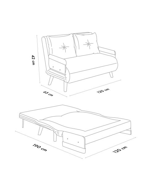 Cosmo 2-zitsslaapbank petrolgroen - 78x120x82 cm