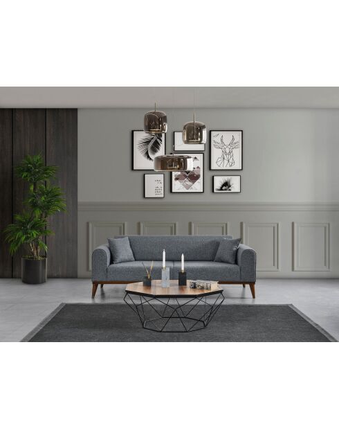 Canapé-lit 3 places Cofi gris clair - 222x90x80 cm