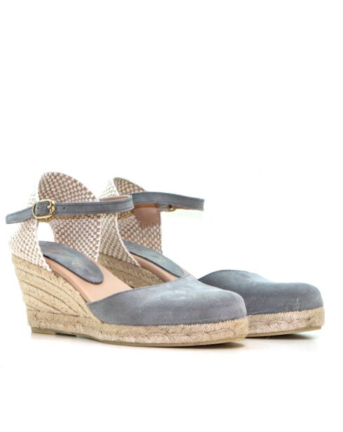 Graue Sandalen aus Veloursleder Nira