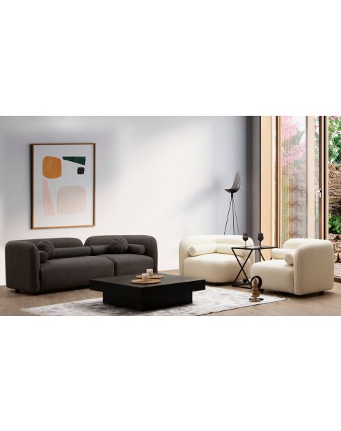 Victoria 3-Sitzer-Sofa grau Bouclette - 90x228x74 cm