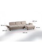 Canapé-lit d'angle Joli coin L droit crème - 315x100-165x75 cm