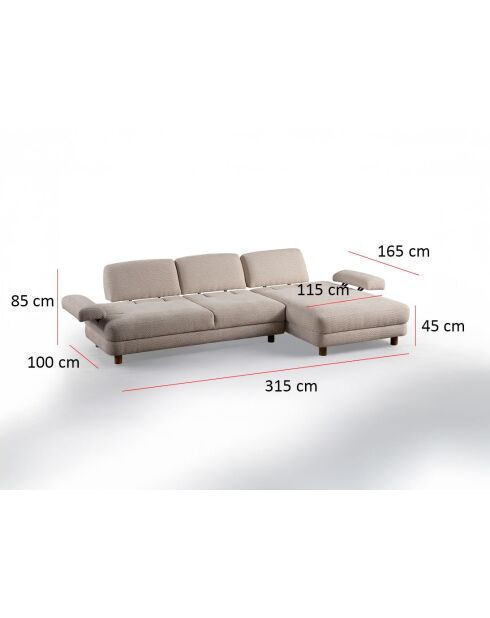 Canapé-lit d'angle Joli coin L droit crème - 315x100-165x75 cm