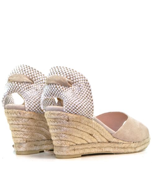 Ana Belen sandalen met beige suède hak - hak 6,5 cm