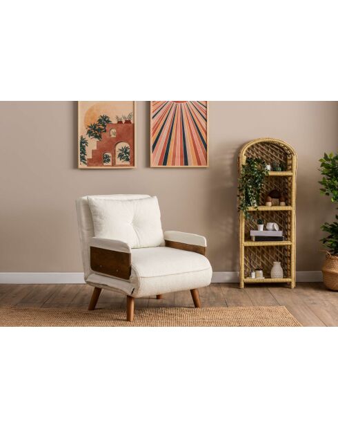 Cosmo 1-zits slaapbank witte teddystof - 77x70x82 cm