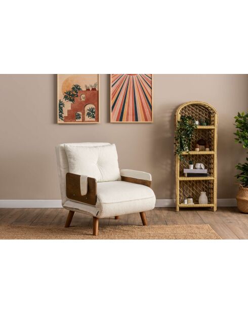 Cosmo 1-zits slaapbank witte teddystof - 77x70x82 cm