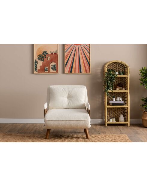 Cosmo 1-zits slaapbank witte teddystof - 77x70x82 cm