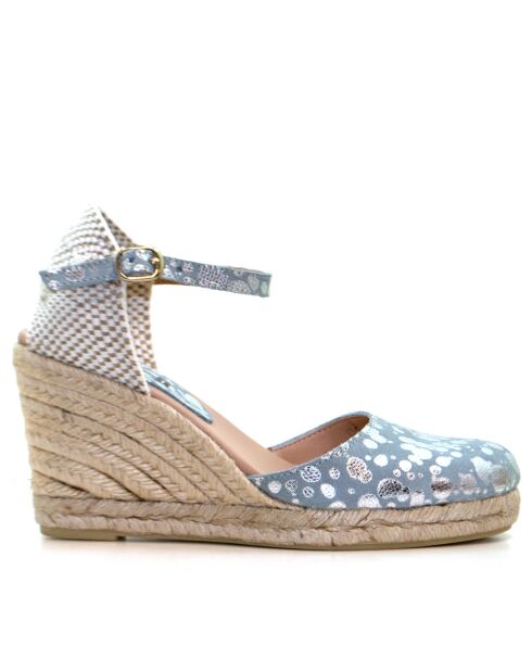 Sandalen Nuria aus Veloursleder mit grauem Punktemuster