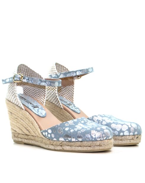 Sandalen Nuria aus Veloursleder mit grauem Punktemuster