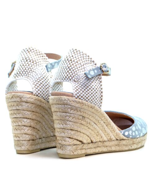 Sandalen Nuria aus Veloursleder mit grauem Punktemuster