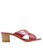 Rode leren sandalen - hak van 5,5 cm