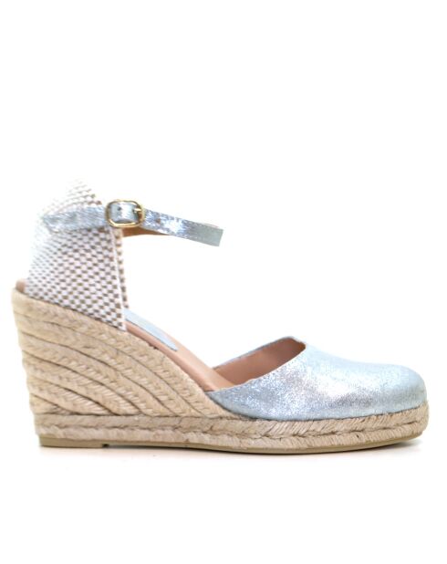 Sandalen met hak van zilverkleurig suède Nuria