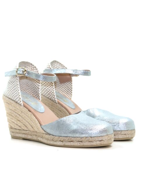 Sandalen met hak van zilverkleurig suède Nuria