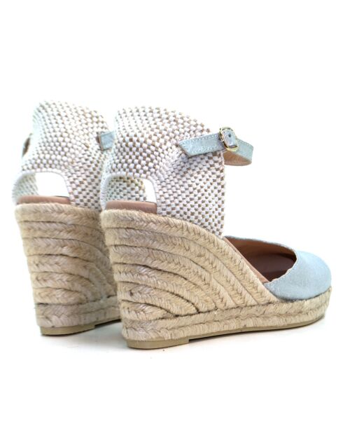 Sandalen met hak van zilverkleurig suède Nuria