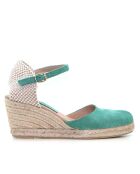 Blaugrüne Sandalen Nira aus Veloursleder