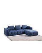 Amaris 3-zits hoekbank met marineblauwe voetenbank - 290x200x100x65 cm