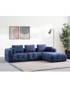 Amaris 3-zits hoekbank met marineblauwe voetenbank - 290x200x100x65 cm