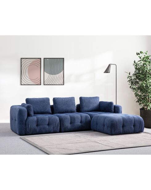 Amaris 3-Sitzer-Ecksofa mit marineblauer Ottomane - 290x200x100x65 cm
