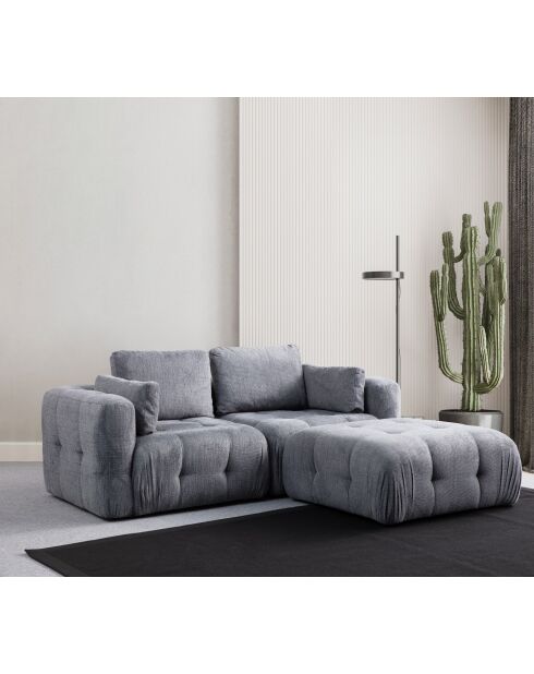 Amaris 2-Sitzer-Ecksofa mit grauer Ottomane - 180x120x65 cm