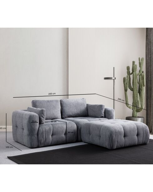 Amaris 2-Sitzer-Ecksofa mit grauer Ottomane - 180x120x65 cm