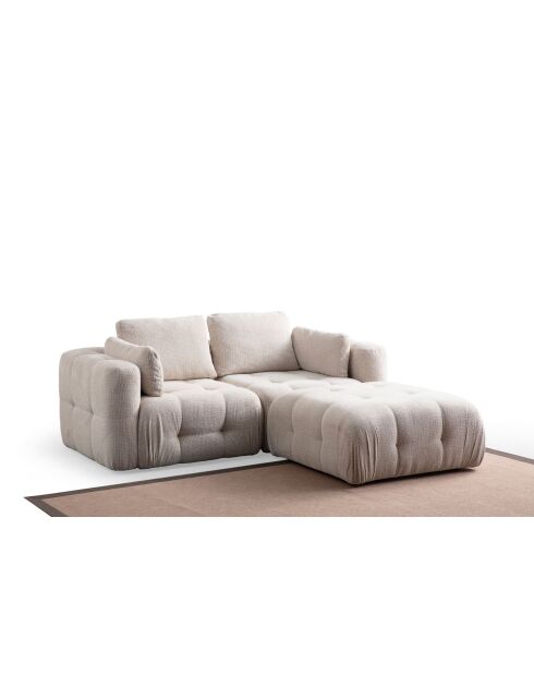 Amaris 2-Sitzer-Ecksofa mit beiger Ottomane - 180x120x65 cm