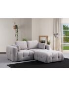 Amaris 2-zits hoekbank met lichtgrijze voetenbank - 180x120x65 cm