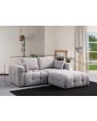 Amaris 2-zits hoekbank met lichtgrijze voetenbank - 180x120x65 cm