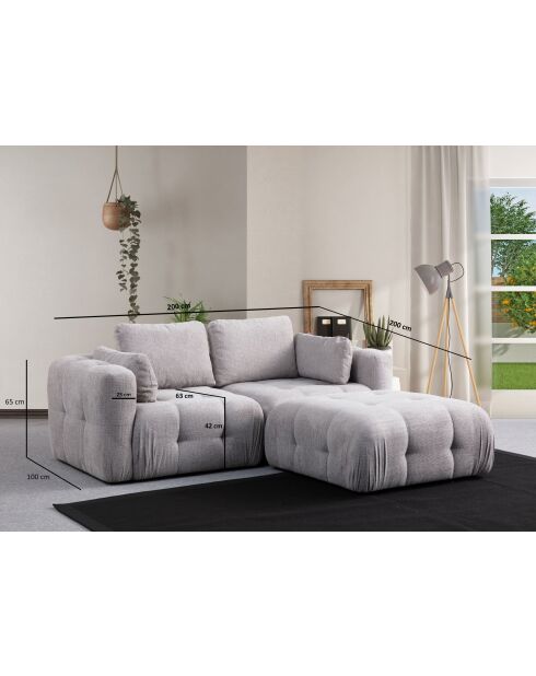 Amaris 2-zits hoekbank met lichtgrijze voetenbank - 180x120x65 cm