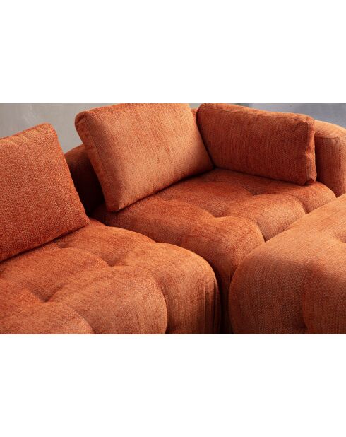 Divano angolare Amaris a 2 posti con pouf arancione - 180x120x65 cm