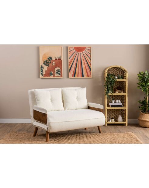 Cosmo Teddy weißes 2-Sitzer-Schlafsofa - 78x120x82 cm