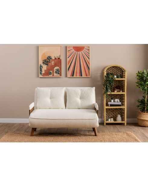 Cosmo Teddy weißes 2-Sitzer-Schlafsofa - 78x120x82 cm