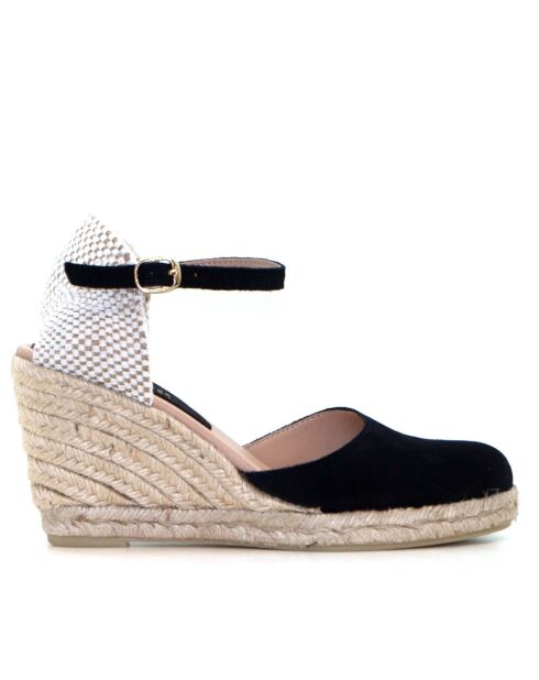 Marineblauwe sandalen met hak van Nuria suède