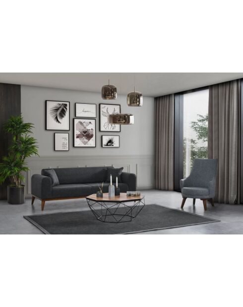 Sofá cama Cofi de 3 plazas antracita - 222x90x80 cm