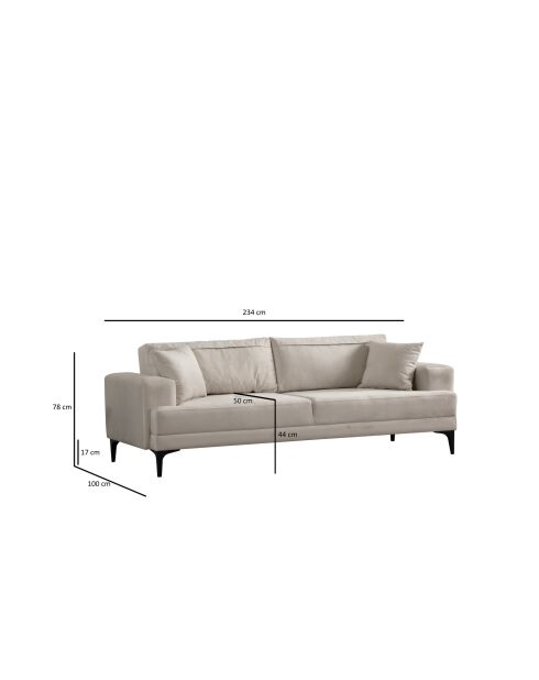 Divano Astana 3 posti ecru - 100x234x78 cm