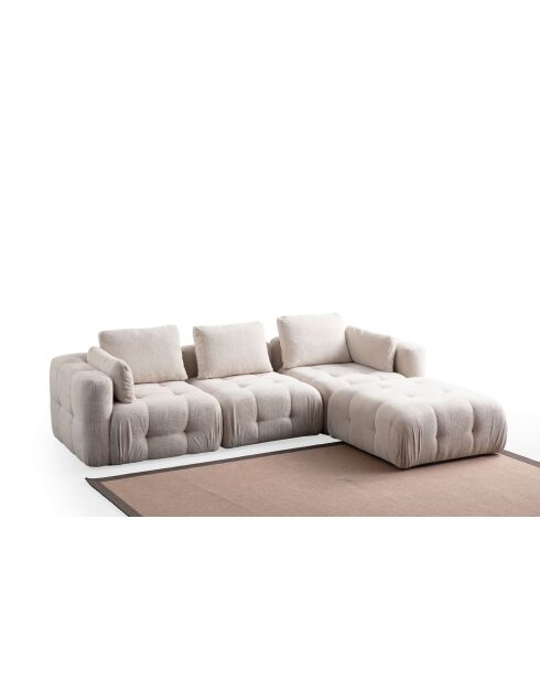 Canapé d'angle Canapé 3 places Amaris avec pouf beige - 290x200x100x65 cm