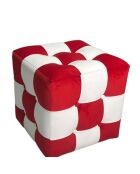 Pouf Patchwork rouge, blanc - 42x42x42 cm