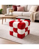 Pouf Patchwork rouge, blanc - 42x42x42 cm