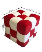 Pouf Patchwork rouge, blanc - 42x42x42 cm