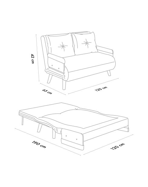 Cosmo bohemian mink 2-zits slaapbank - 78x120x82 cm