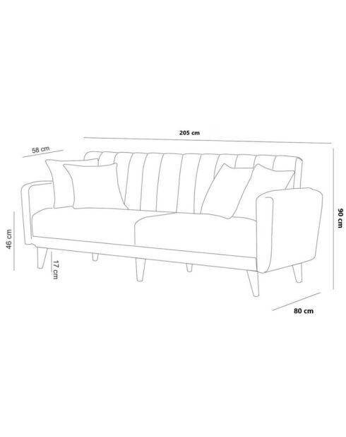 Canapé-lit 3 places Aqua gris foncé - 205x85x85 cm