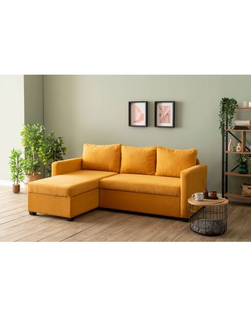 Canapé-lit d'angle Kado moutarde - 140x190 cm