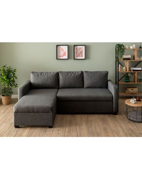 Canapé-lit d'angle Kado gris foncé - 140x190 cm