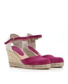 Fuchsiafarbene Sandalen aus Veloursleder