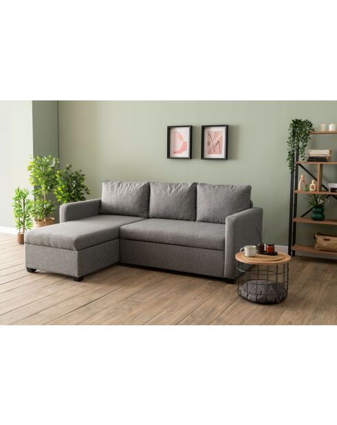 Canapé-lit d'angle Kado gris clair - 140x190 cm