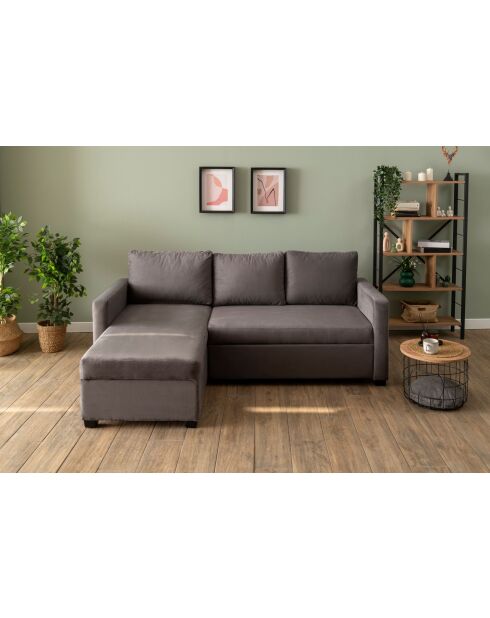 Canapé-lit d'angle Kado gris - 140x190 cm