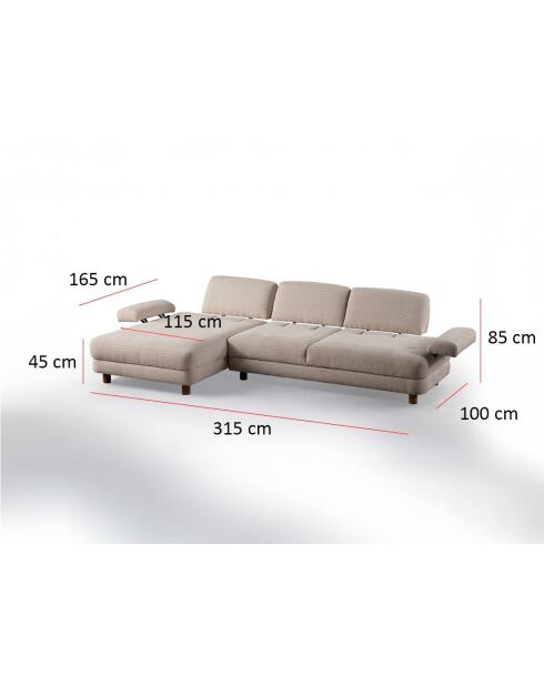 Canapé-lit d'angle Joli coin gauche crème - 315x100-165x75 cm