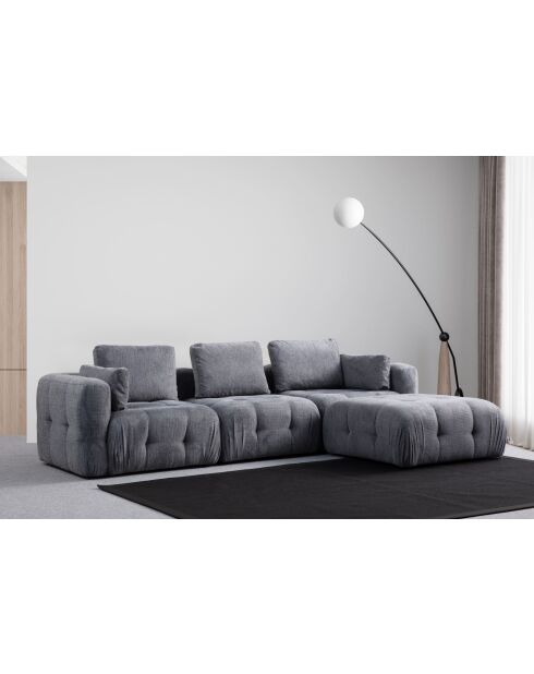 Amaris 3-Sitzer-Ecksofa mit grauer Ottomane - 290x200x100x65 cm