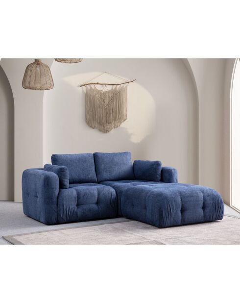 Amaris 2-Sitzer-Ecksofa mit marineblauer Ottomane - 180x120x65 cm