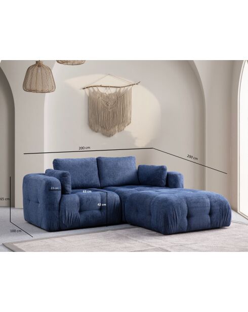 Amaris 2-Sitzer-Ecksofa mit marineblauer Ottomane - 180x120x65 cm